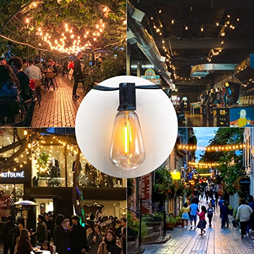 Achin Outdoor String Lights - 50ft LED Dimmable ST38 Warm Edison String Lights, Waterproof, Shatterproof, Connectable, Patio, Pergola, Bistro, Garden, Wedding, 2 Year Warranty - color: ST38-Black-2200K, size: 50FT 25 Bulbs