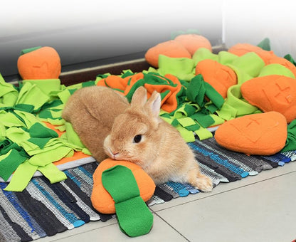 Ferret Cats Snuffle Mat Fleece Foraging Mats Interactive Feeding Toy Small Animal Rabbit Guinea Pig Rat Hamster Anti Slip Treat Dispenser Slow Feeder (Carrots) - color: Carrots