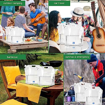 4 Pack Collapsible Water Jug Container, Portable Water Bags with Spout, Folding Water Carrier Tank, No Leak Emergency Camping Water Storage for Travel Hiking (2.6 Gal)