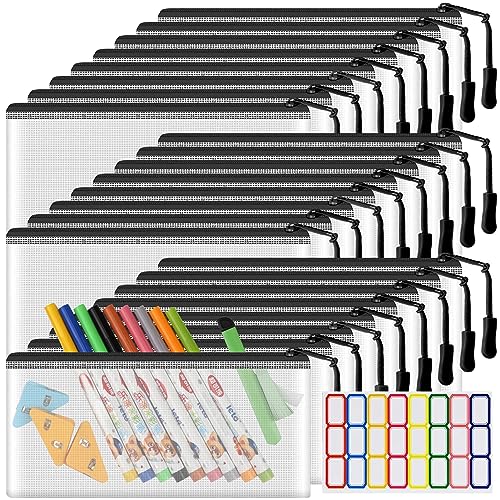 YOPCDJ 24 Pack Mesh Zipper Pouch Bags Small, Zipper Pencil Pouches, 9.2 x 4.7 in Clear Pencil Pouch Bulk, Pencil Bags with Zipper for Travel Storage, Black - color: Black, size: A6 24