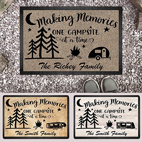 Personalized Campsite Doormat - Making Memories One Campsite at A Time - Custom Family Name Camping Door Mat, RV Accessories 16 x 24 inches - color: Style 16