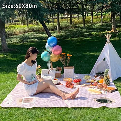 RUIBOLU Extra Large Picnic Blanket Beach Blankets, 80''x60'' Picnic Mat Waterproof Sand Proof Foldable Portable for Outdoor Camping Hiking Travel Grass Park Music Festival Lawn Mats (Brown) - color: Brown 80x60 Inch