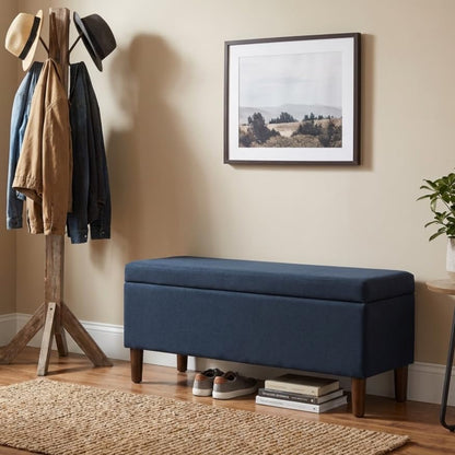 HomePop Malmo 36" Storage Bench - Blue Velvet - color: Blue Velvet
