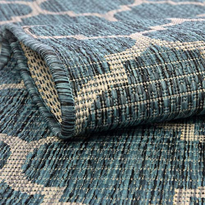 Unique Loom Outdoor Trellis Collection Area Rug (2' 2" x 3' 1" Rectangle, Teal/ Gray) - color: Teal/Gray, size: 2'2" x 3'1" (Rectangular)
