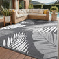 GENIMO Outdoor Rug 9' x 12' Waterproof for Patios Clearance, Reversible Plastic Straw Camping Carpet, Large Area Rugs Mats RV, Picnic, Backyard, Deck, Balcony, Porch, Beach, Grey&White