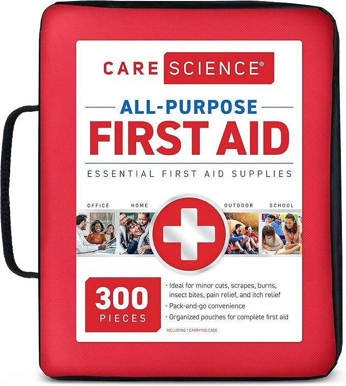 Care Science First Aid Kit All Purpose, 300 Pieces | Professional Use for Travel, Work, School, Home, Car, Survival, Camping, Hiking, and More - size: 300 Count (Pack of 1)