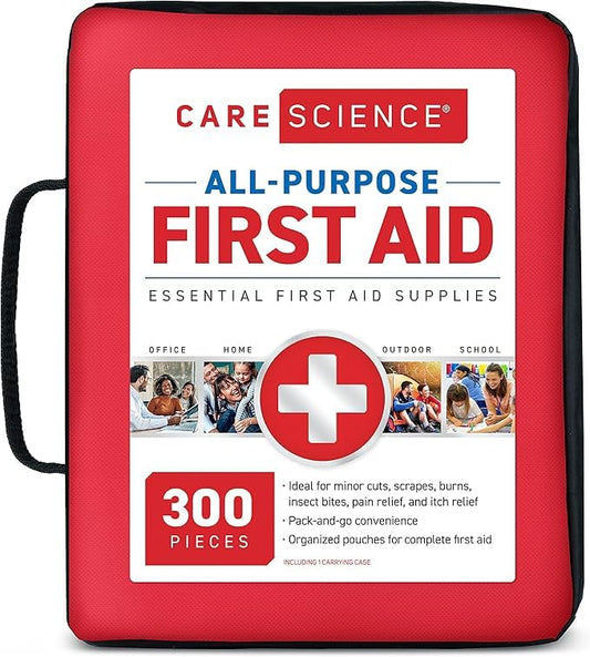 Care Science First Aid Kit All Purpose, 300 Pieces | Professional Use for Travel, Work, School, Home, Car, Survival, Camping, Hiking, and More - size: 300 Count (Pack of 1)