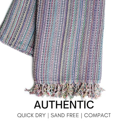 BAY LAUREL Turkish Beach Towel with Travel Bag 39 x 71 Quick Dry Sand Free Lightweight Large Oversized Towels Light - color: Purple Mix