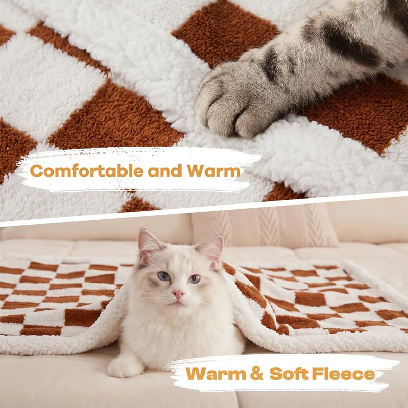 Waterproof Pet Blanket,Dog Bed Covers Couch Sofa Stylish Jacquard Pets Throw Blankets for Puppy Cats Washable Reversible Furniture Protection Covers (Coffee Check,L) - color: Coffee Check, size: L-145*165cm(57*65in)