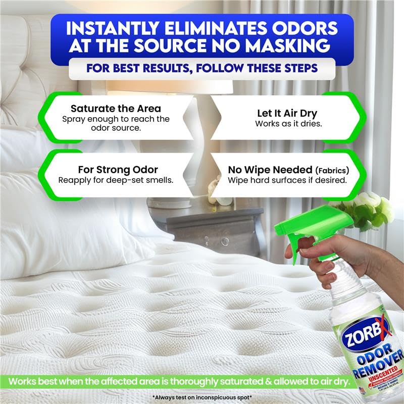 ZORBX Unscented Odor Eliminator Bundle: 32 Oz + 16 Oz + 2 Oz – Hospital-Grade Odor Remover for Pet & Human Urine, Smoke & Strong Household Odors – Carpet, Upholstery, Mattress, Bathroom & Car - size: 16.67 Fl Oz (Pack of 3)