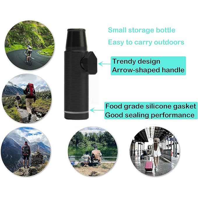 NTIERA Bullet Kit of 3 Pieces, Portable Powder Spice Dispenser Bottle to Carry On Everywhere, Modern Desing with Easier and More Precise Use, 3 Pack (Black), Pepper shaker-2