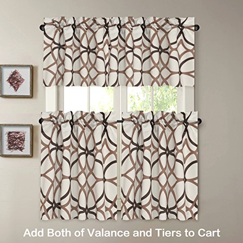H.VERSAILTEX Blackout Curtain Valances for Kitchen/Bathroom - Thermal Insulated Window Valances for Living Room/Bedroom Rod Pocket Short Curtain 1 Panel, 52x18 inch, Geo in Taupe and Brown - color: Geo in Taupe and Brown