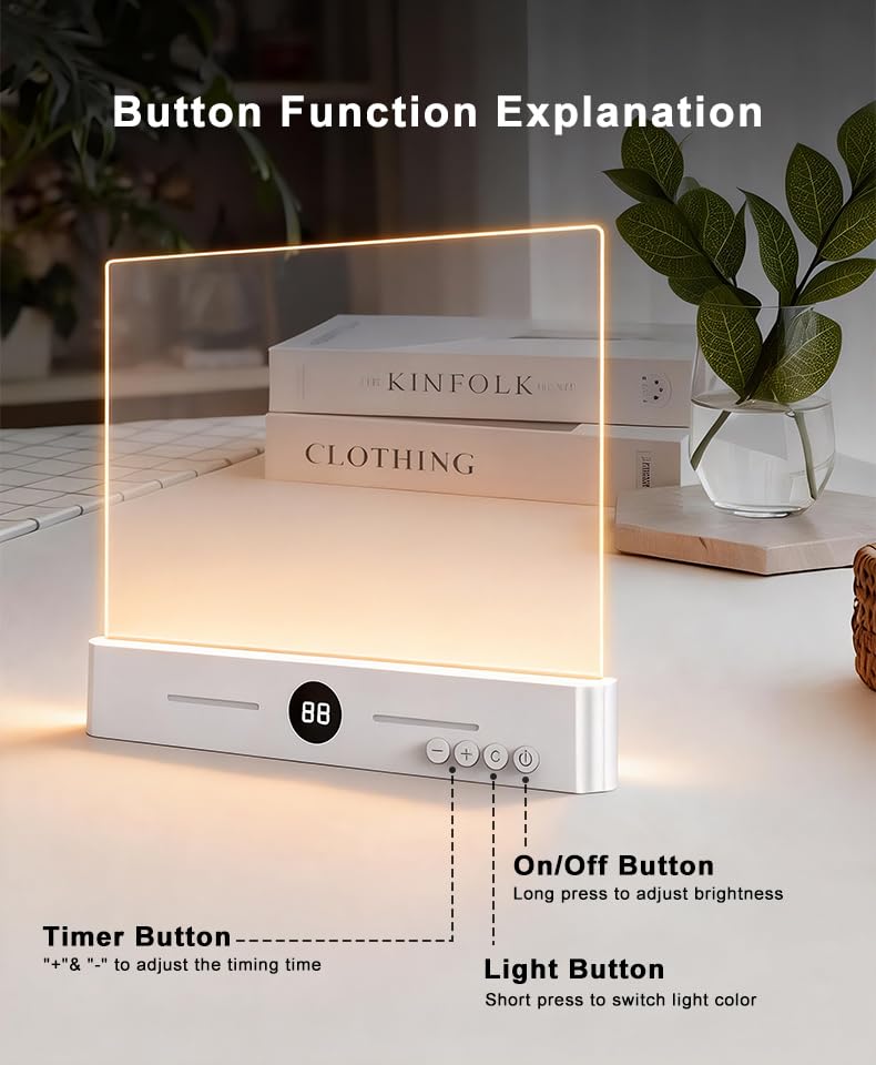 Flat Book Light for Reading in Bed - Full Page LED Booklight, Rechargeable with 3 Color Modes & 1-99 Min Timer, 35H Battery, USB-C, Dimmable Eye-Care Reading Light, Gift for Book Lovers