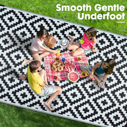 Waterproof Outdoor Rug 5x8 ft, Plastic Straw Rug Reversible, Large Floor Mat Area Rug for Camping, Patio, Backyard, Deck, Picnic, Beach, RV,