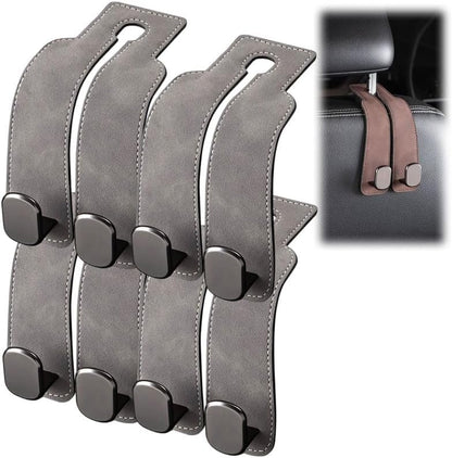 2026 New Car Seat Headrest Hooks for Purses and Bags - Support Car Headrest Hooks for Purses and Bags Coat, Leather Car Bag Purse Holder with Double Hooks (Gray-4PC) - color: Gray-4PC