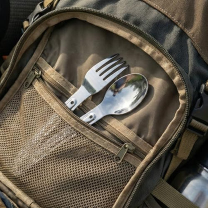 3-in-1 Camping Utensil Set with Spoon, Fork, Stainless Steel, Combining a Spoon and Fork into Portable Cooking Tongs, Lightweight Suitable for Campers, Hikers, and Explorers (2 Pack) - size: 2PK