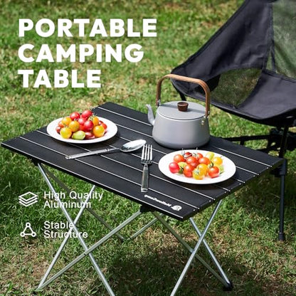 MellowCamp Camping Side Table, Ultralight Aluminum Folding Table, Small Compact Portable Ideal for Beach, Outdoor Cooking, Hiking, Camping, Picnics (Black,Medium) - size: Medium - 22 "x15.9 "x16.1 "
