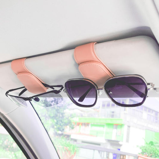 Sunglass Holder for Car, Magnetic Leather Eyeglass Hanger Clip for Car Sun Visor, Sunglasses Holder and Ticket Card Clip for Car Visor Accessories (1Pack Pink) - color: 1Pack Pink