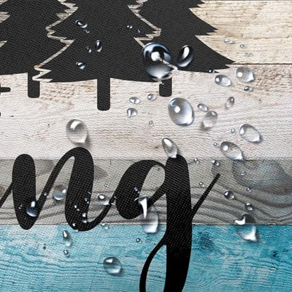 RV Shower Curtain for Bathroom, Happy Camping Shower Curtain Blue Gray Barn Door Bathroom Curtains, Rustic Wood Bathroom Decor Waterproof Travel Camping Bath Curtains with 12 Hooks 47X64 Inch - size: 47"W x 64"L (Pack of 1)