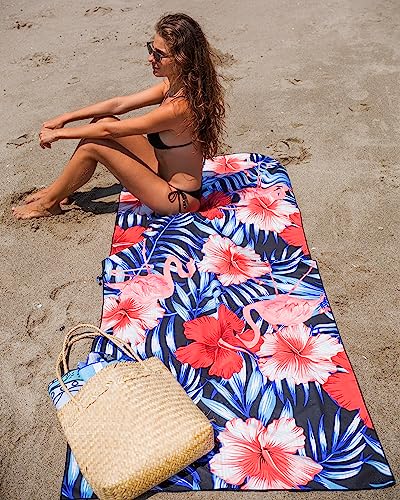 Quick Dry Towel Extra Large 78x35 Inch - Microfiber Beach Towel - Perfect for Beach, Travel, Swimming, Pool, Yoga, Hiking, Camping - Lightweight, Fast Drying, Compact for Adults (Flamingo) - color: Flamingo, style: Extra Large 78x35"