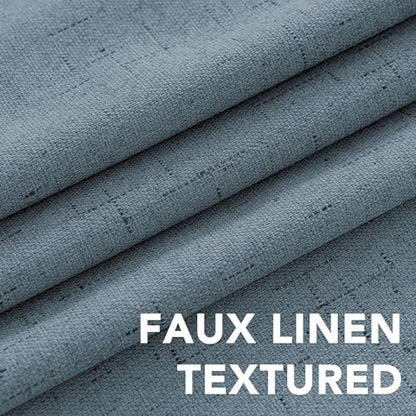 H.VERSAILTEX Linen Look 100% Blackout Curtains 63 Inches Long for Bedroom Rod Pocket 42 Inches Wide Linen Textured Thick Window Curtain Drapes with White Backing, Stone Blue, 2 Panels - color: Stone Blue, size: 42"W x 63"L (Pack of 2)