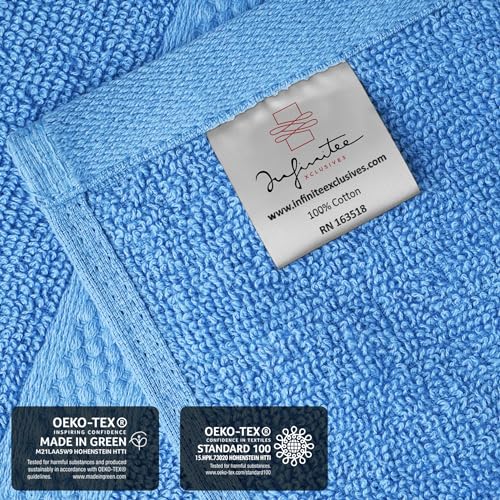Infinitee Xclusives Blue Hand Towels for Bathroom - Set of 6 (16x28 inches) 600 GSM, 100% Cotton Ultra Soft, Quick Drying, Hotel Quality Hand Towel Set (Eloquent Blue) - color: Eloquent Blue, size: Hand Towels - 6 Pack