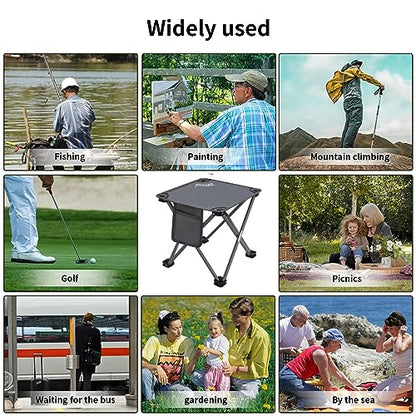 Roptat Camping Stool,Portable Folding Compact Lightweight Stool Seat for Camping Fishing Hiking Gardening Outdoor Walking Backpacking Travelling and Beach with Carry Bag (Grey) - color: Grey