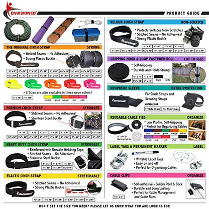 Premium Cinch Straps with Stainless Steel Metal Ring (Buckle), Reusable Durable Hook and Loop, Multipurpose Securing Straps 1" x 40" - 6 Pack - size: 1" x 40"