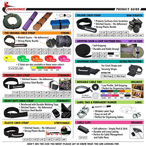 Premium Cinch Straps with Stainless Steel Metal Ring (Buckle), Reusable Durable Hook and Loop, Multipurpose Securing Straps 1" x 60" - 4 Pack - size: 1" x 60"