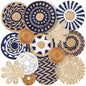 Xuhal 15 Pcs Boho Wall Basket Decor Handcrafted Seagrass Woven Wall Basket Rustic Round Woven Hanging Art for Home Farmhouse Kitchen Table Living Room(Blue Classic Style) - style: Blue Classic Style