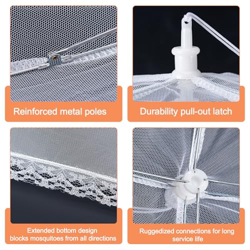 Husfunov 6 Pack Mesh Food Covers,17"Lx17"W Large Food Cover,White Nylon Covers,Pop-Up Serving Dish Covers Tent Umbrella,for Patio Net for Outdoor Camping, Picnics, Parties,BBQ,Collapsible and Reusable