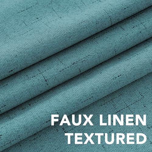 H.VERSAILTEX Linen Look 100% Blackout Curtains 45 Inches Long for Bedroom Full Light Blocking Rod Pocket 42 Inches Wide Linen Textured Thick Window Curtain Drapes with White Backing, Teal, 2 Panels - color: Teal, size: 42"W x 45"L (Pack of 2)