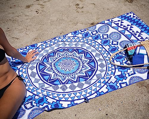 Elite Trend Microfiber Beach Towel for Adults with Bag - Extra Large 78x35 inch Lightweight Sand Free Quick Dry Towel for Travel, Swimming, Yoga, Camping (Blue Angel) - color: Blue Angel, style: Extra Large 78x35"