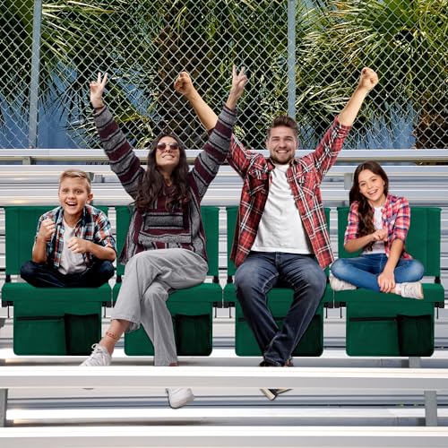 Stadium Seat for Bleachers with Back Support, Portable Bleacher Seat with Wide Comfy Padded Cushion, Metal Hook, Folding Stadium Chair with Shoulder Strap, Carry Handle, Cup Holder, Green - color: Green