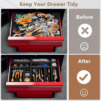 A-LuGei【X-Large Size【5 Pcs】 Tool Box Organizer Tray Divider【Single Size】 Desk Drawer Organizer Bin, Garage Organization and Storage Toolbox for Rolling Tool Chest Cart Cabinet WorkBench Part Widget - size: 5pcs-XL Size