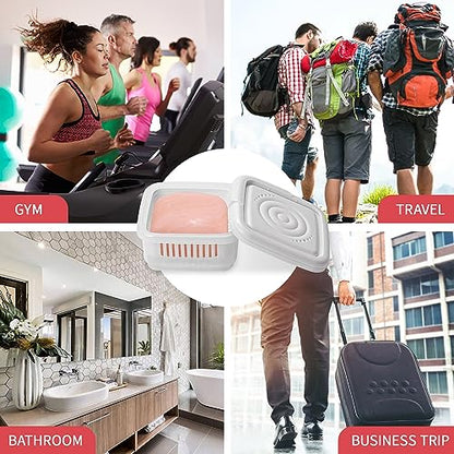 Sqaure Soap Holder 2 Pack Travel Soap Container with Lid, Portable Bar Soap Case, Leakproof Soap Box with Perforations, Soap Dishes for Traveling, Camping, Gym - size: Set of 2