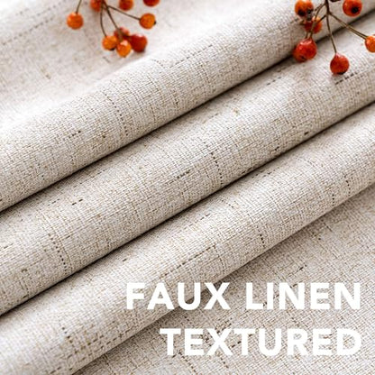 H.VERSAILTEX Linen Look 100% Blackout Curtains 45 Inches Long for Bedroom Full Light Blocking Rod Pocket 42 Inches Wide Linen Textured Thick Window Curtain Drapes with White Backing, Natural, 2 Panels - color: Natural, size: 42"W x 45"L (Pack of 2)