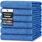 Homaxy Premium Kitchen Towels(18”x 28”, 6 Pack), Large Cotton Kitchen Hand Towels, Flat and Terry Dish Towels, 380 GSM Highly Absorbent Tea Towel Set with Hanging Loop, Blueberry - color: Blueberry, style: 6-pack