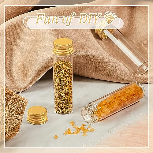 Didaey 100 Pcs Small Clear Vials Spice Mini Jars with Lids Mini Glass Bottles with Screw Aluminum Metal Caps Tiny Jars Sample Containers for Powder Cream Cosmetic Jewelry Wedding (20 ml,Gold Caps) - color: Gold Caps, size: 20 ml