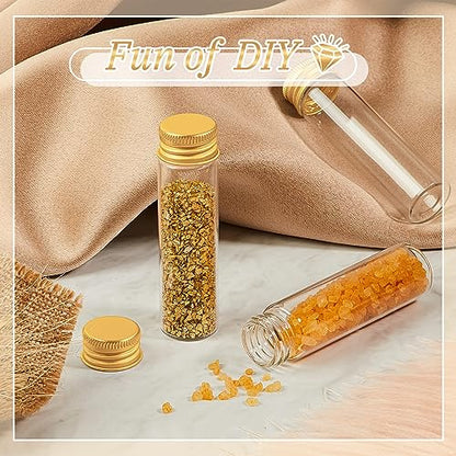 Didaey 100 Pcs Small Clear Vials Spice Mini Jars with Lids Mini Glass Bottles with Screw Aluminum Metal Caps Tiny Jars Sample Containers for Powder Cream Cosmetic Jewelry Wedding (20 ml,Gold Caps) - color: Gold Caps, size: 20 ml
