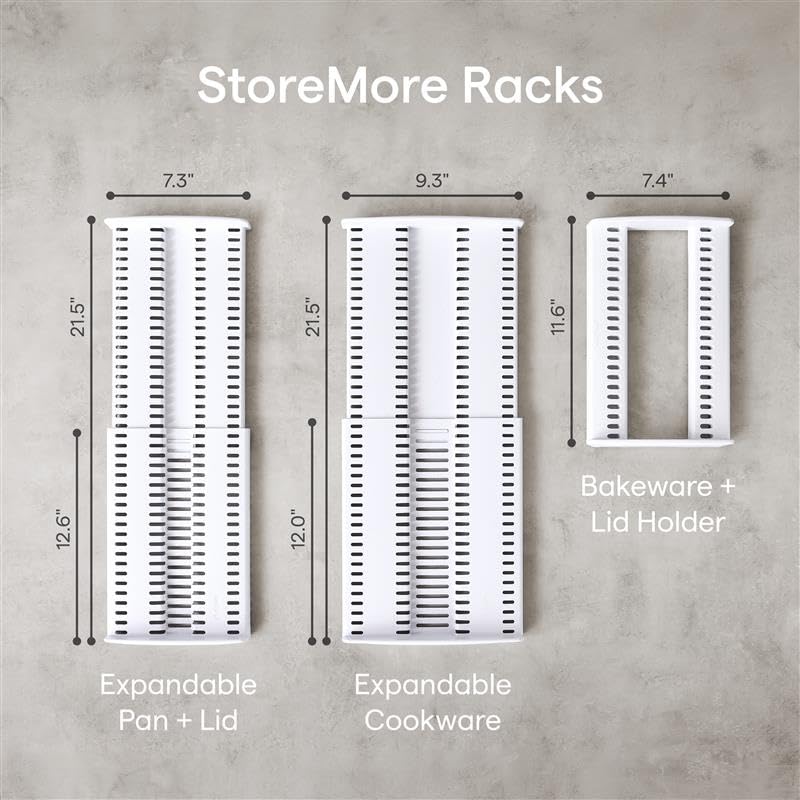 YouCopia StoreMore Expandable Pan and Lid Rack, 12.5"-22" Wide Adjustable Pan Organizer for Kitchen Cabinet Storage, Classic Edition - size: 12.5"-22" Classic