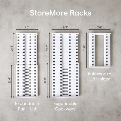 YouCopia StoreMore Expandable Pan and Lid Rack, 12.5"-22" Wide Adjustable Pan Organizer for Kitchen Cabinet Storage, Classic Edition - size: 12.5"-22" Classic