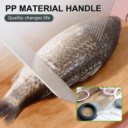 Stainless Steel Onion Slice Holder, Lemon Slicer Vegetable Cutter, Chopper Slicing Assistant Tool for Meat, Onion, Potato, Tomato Home Kitchen Tools (B-2 PCS) - color: B-2 PCS
