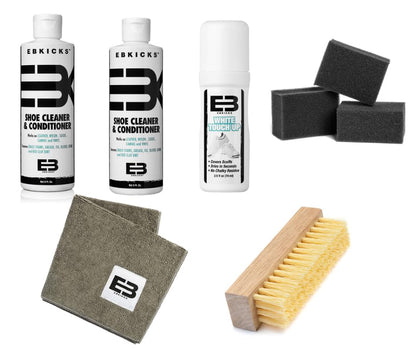 EBkicks Shoe Cleaner Kit with Bottle and Brush + 2 sponge & white touch up For For Suede, Leather, Whites, canvas and Nubuck