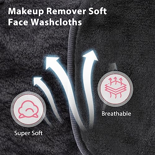 Makeup Remover Cloth, 6" x 6" Makeup Remover Towels Reusable Face Cloth for Washing Face, Makeup Remover Pads Microfiber Face Washcloth with Mesh Bag, 12 Pack, Grey - color: Grey