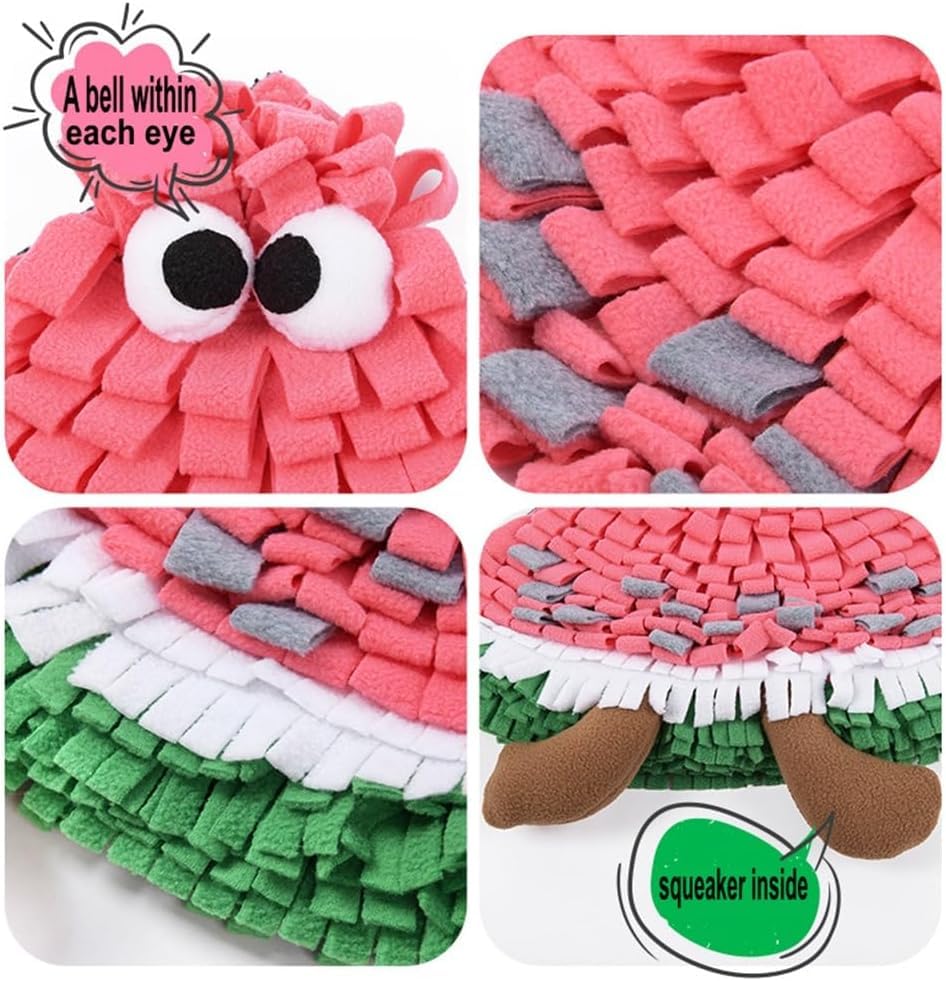 Ferret Cats Snuffle Mat Fleece Foraging Mats Interactive Feeding Toy Small Animal Rabbit Guinea Pig Rat Hamster Anti Slip Treat Dispenser Slow Feeder (Watermelon) - color: Watermelon