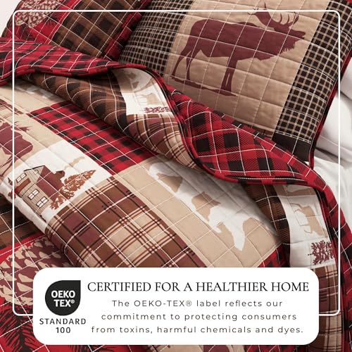 Great Bay Home Lodge Quilt Set - 2-Piece Twin/Twin XL Size Rustic Bedding Set - Lightweight, All-Season, Reversible Bedspread (Hemlock Red/Brown) - color: Hemlock Red/Brown, size: Twin / Twin XL