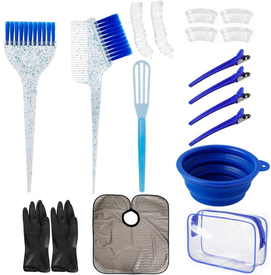 Hair Dye Color Brush and Bowl Set, Color Bowl Brushes Tool Mixing Bowl Kit Tint Comb for Hair Tint Dying Coloring Applicator (Gray&Dark Blue) - color: Gray&Dark Blue