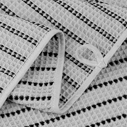 POLYTE 430 GSM Microfiber Quick Dry Lint Free Oversize Bath Towel Set, 6 Piece (Waffle Weave) - color: Light Gray/Black