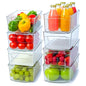 Utopia Home - Fridge & Refrigerator Organizer Bins (8 Pack), Clear Stackable Durable Plastic Storage Containers with Easy Grip Handles for Pantry, Kitchen Cabinets & Countertops (8)